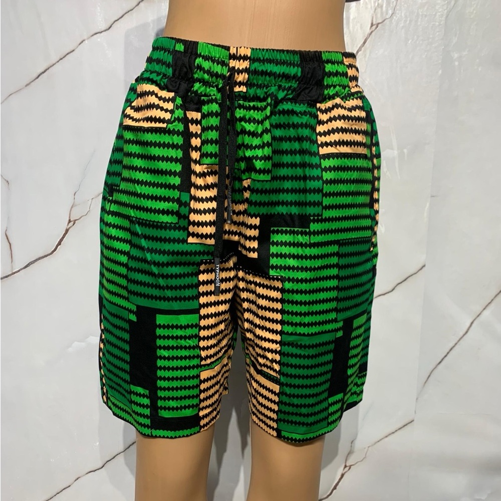 Stylish Green and Tan Women's Shorts